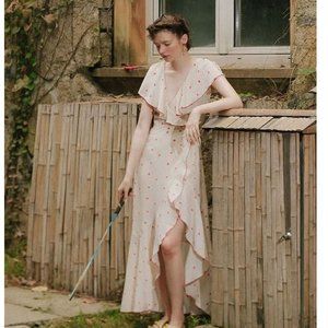 Elegant Cream Floral Dress